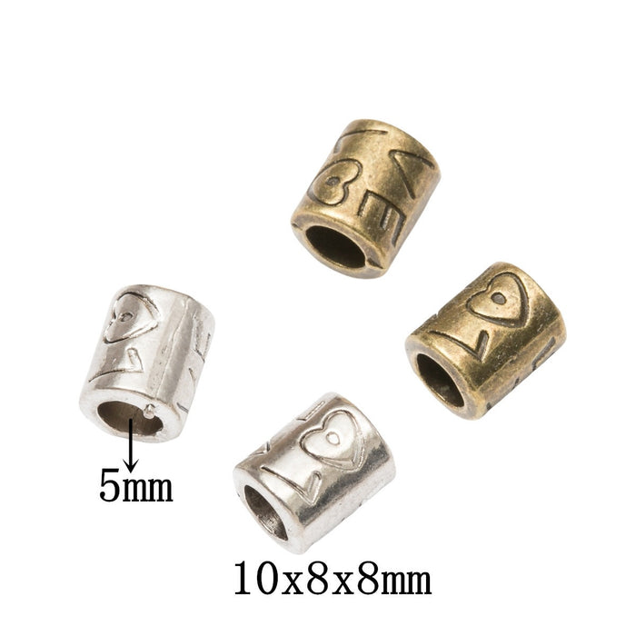 Vintage Alloy LOVE Large Hole Beads For DIY European Bracelets And Necklaces