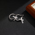 Elegant French White Ribbon Bow Silver Alloy Hoop Stud Earrings For Women Minimalist Geometric Ear Buckle Earrings view 2