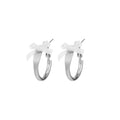 Elegant French White Ribbon Bow Silver Alloy Hoop Stud Earrings For Women Minimalist Geometric Ear Buckle Earrings view 5