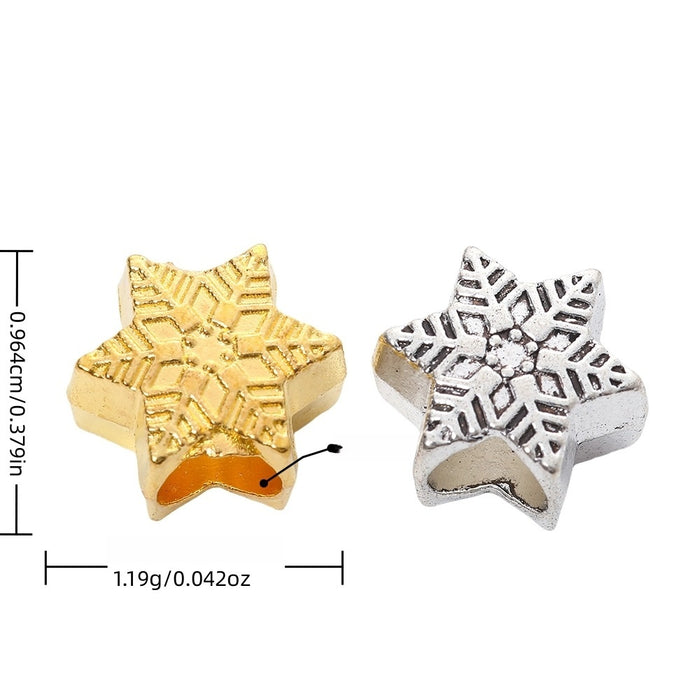 DIY Vintage Alloy Snowflake Large Hole Beads For Handmade European Bracelets And Necklaces