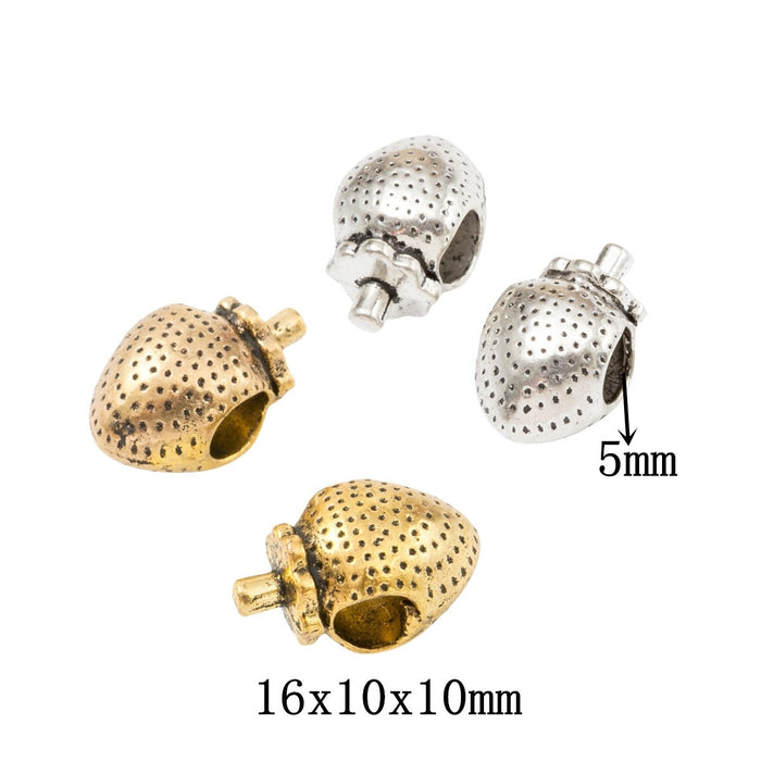 DIY Vintage Alloy Strawberry Large Hole Bead For European Bracelet Necklace Jewelry Findings