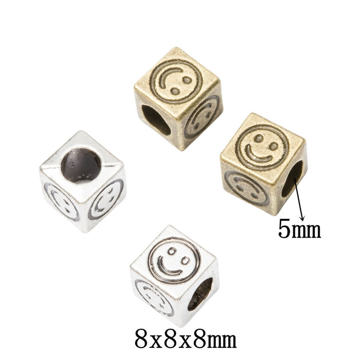 DIY Vintage Alloy Smiley Face Large Hole Bead For European Bracelet Necklace Jewelry Findings