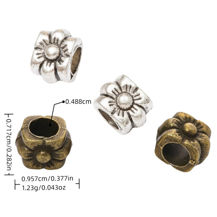 DIY Vintage Alloy Flower Large Hole Bead For Handmade European Bracelet Necklace Jewelry Findings