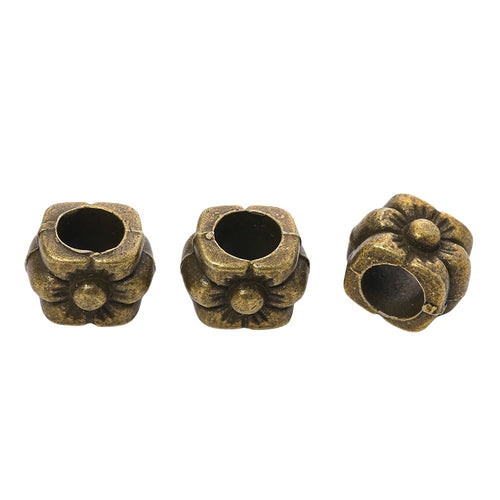 DIY Vintage Alloy Flower Large Hole Bead For Handmade European Bracelet Necklace Jewelry Findings