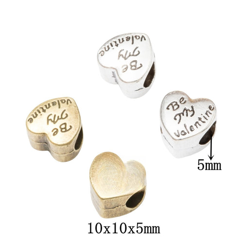 DIY Vintage Alloy Heart Shaped Large Hole Bead For European Bracelet Necklace Jewelry Findings