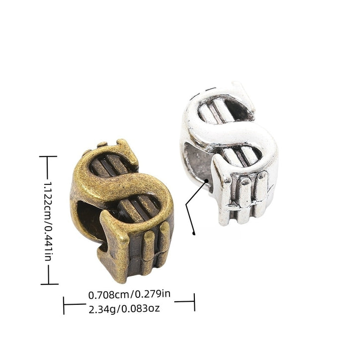 DIY Vintage Alloy US Dollar Large Hole Beads For European Bracelets And Necklaces