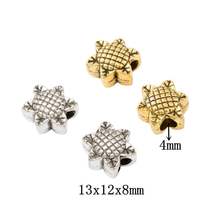 DIY Vintage Alloy Sunflower Large Hole Beads For European Bracelets And Necklaces