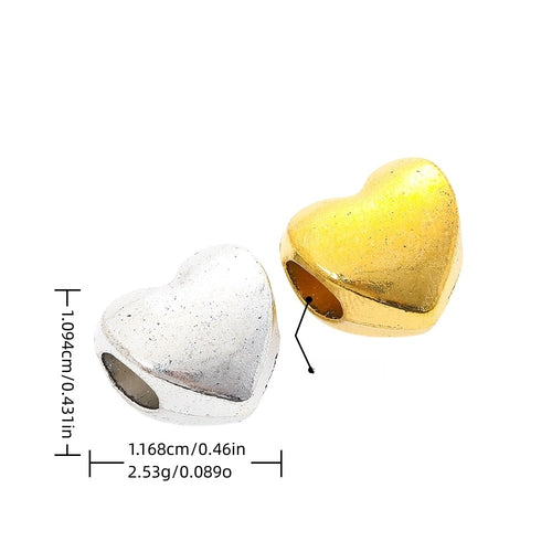 DIY Vintage Alloy Heart Large Hole Beads For European Bracelets And Necklaces
