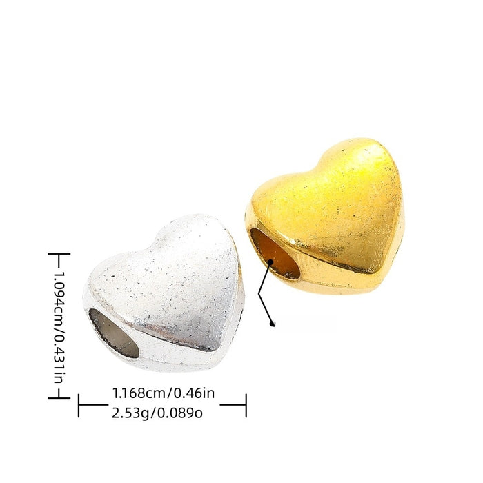 DIY Vintage Alloy Heart Large Hole Beads For European Bracelets And Necklaces