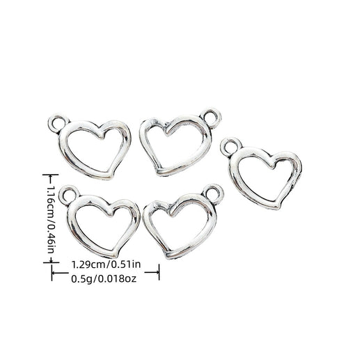 Antique Silver Zinc Alloy Heart Charm Pendant No.229927 for DIY Necklace Bracelet Jewelry Making