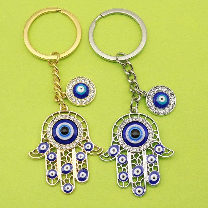 Metal Fatima Hand Evil Eye Keychain Bag Charm Gift