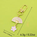 Zinc Alloy Sweet Cherry Blossom Fan Keychain Bag Charm Gift view 2