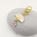 Zinc Alloy Sweet Cherry Blossom Fan Keychain Bag Charm Gift view 3