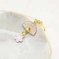 Zinc Alloy Sweet Cherry Blossom Fan Keychain Bag Charm Gift view 4