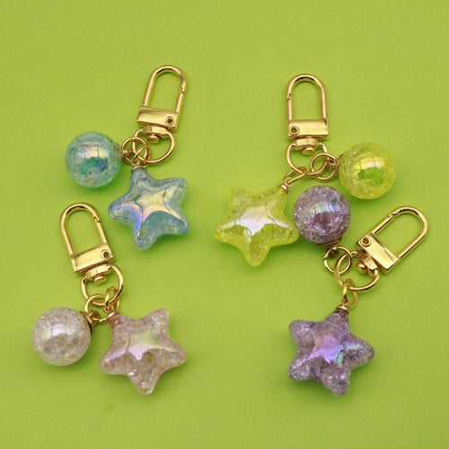 Acrylic Glitter Star Keychain Bag Charm