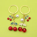 Metal Red Cherry Pearl Keychain Girls Bag Charm Gift view 1