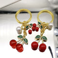 Metal Red Cherry Pearl Keychain Girls Bag Charm Gift view 4