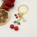 Metal Red Cherry Pearl Keychain Girls Bag Charm Gift view 6
