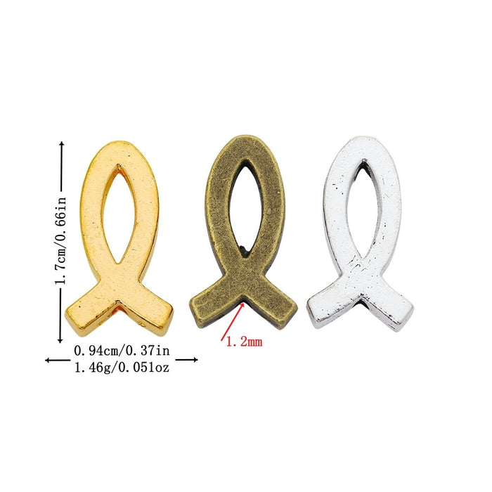 DIY Vintage Alloy Fish Spacer Beads, Perforated Charm Beads For Handmade Bracelet Making