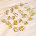 Stainless Steel Metal Texture Star Stud Earrings Minimalist Light Luxury Fashion Ear Jewelry view 1