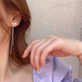 Elegant Butterfly Stud Earrings For Women With Long Bar Tassel Tail Chain Sweet Jewelry view 3