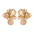 French Light Luxury Alloy Cat Eye Stone Flower Stud Earrings For Women Geometric Designer Jewelry view 5