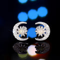Designer Faux Opal Star And Moon Stud Earrings For Women, Delicate Niche Ear Jewelry view 2