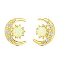 Designer Faux Opal Star And Moon Stud Earrings For Women, Delicate Niche Ear Jewelry view 5