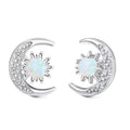 Designer Faux Opal Star And Moon Stud Earrings For Women, Delicate Niche Ear Jewelry view 1