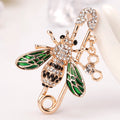 Green Gold Tone Bee Metal Brooch Pin for Jackets and Lapels view 3