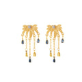 Vintage Elegant Gold Alloy Flower Rhinestone Waterdrop Crystal Chain Tassel Dangle Stud Earrings view 5
