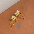 Vintage Elegant Gold Alloy Flower Rhinestone Waterdrop Crystal Chain Tassel Dangle Stud Earrings view 4