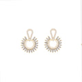 Luxury Sunburst Round Pearl Rhinestone Zircon Hoop Studs French Vintage Gold Alloy Statement Earrings view 5