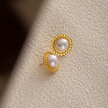Vintage Gold Alloy Pearl Sunflower Maple Leaf Studs Luxury Statement Women's Fashion Earrings view 4