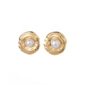 Vintage Gold Alloy Pearl Sunflower Maple Leaf Studs Luxury Statement Women's Fashion Earrings view 5