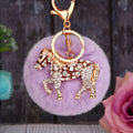 Jeweled Horse Plush Pom Pom Keychains in Fifteen Pictured Colors view 4