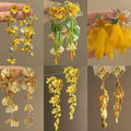 Light Luxury Alloy Floral Tassel Drop Earrings Vintage Forest Style Silver Needle Jewelry view 1