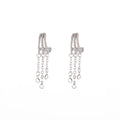 Vintage Luxury Silver Needle Zircon Tassel Drop Studs Elegant Minimal Long Chain Pendant Earrings view 5