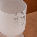 Vintage Luxury Silver Needle Zircon Tassel Drop Studs Elegant Minimal Long Chain Pendant Earrings view 2