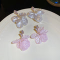 Sweet Shell Flower Petal Tassel Drop Earrings With Zircon Accents And Silver Posts view 2