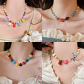 Summer Colorful Acrylic Star Beaded Pendant Necklace For Women Vacation Style Collarbone Jewelry view 2
