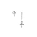 Elegant Asymmetric Rhinestone Cross Huggie Stud Earrings, Silver Alloy Zircon Minimalist Vintage Earrings view 5