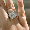 Luxury Geometric Multi Layer Square Chunky Ring Three Piece Set For Women, Wedding Jewelry view 4