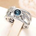 Niche Geometric Multi Layer Ring With Micro Paved Colorful Zircon, Trendy Personalized Fashion Jewelry view 2