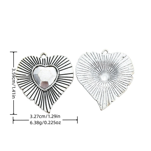 Antique Silver Zinc Alloy Heart Charm Pendant No.704587 for DIY Necklace Bracelet Jewelry Making