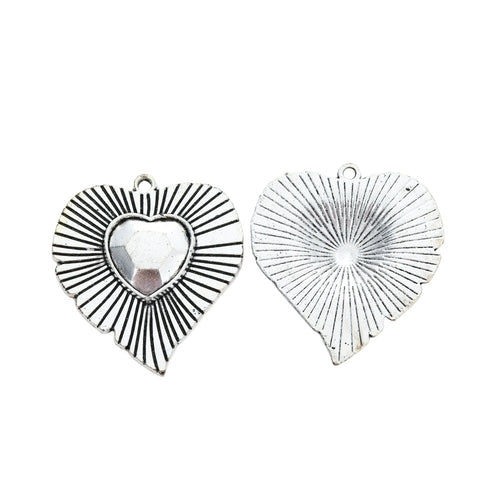 Antique Silver Zinc Alloy Heart Charm Pendant No.704587 for DIY Necklace Bracelet Jewelry Making