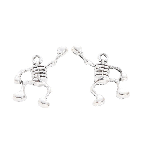 Antique Silver Zinc Alloy Skeleton Charm Pendant for DIY Necklace Bracelet Jewelry Making