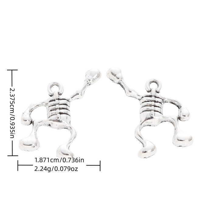 Antique Silver Zinc Alloy Skeleton Charm Pendant for DIY Necklace Bracelet Jewelry Making