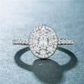 Silver Oval Pavé Cluster Ring In A Polished Decorative Design view 2