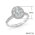 Silver Oval Pavé Cluster Ring In A Polished Decorative Design view 5